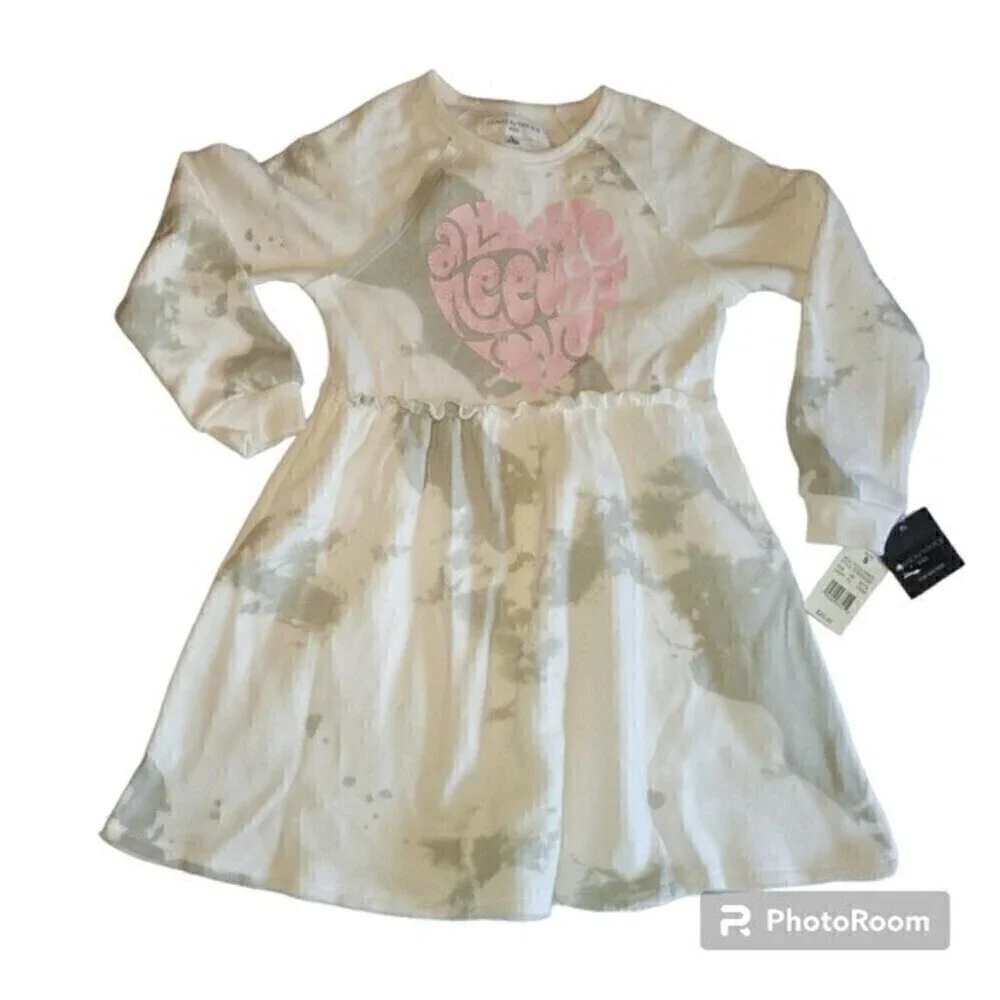 NWT Grayson Thread Girl's Long Sleeve Tie Dyed Fleece Dress Size S